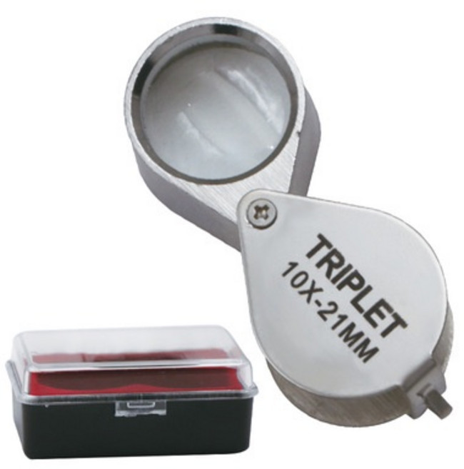 TRIPLET 30X-21MM 全金屬折疊口袋式放大鏡 珠寶古董寶石鑑賞 禮盒包裝, 1個, 10倍放大鏡(銀), 倍折疊全金屬珠寶古董寶石鑑賞口袋式放大鏡禮盒包裝銀色