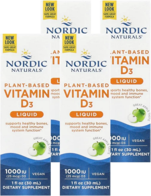 노르딕 내추럴스 식물성 비타민 D3 리퀴드 1000 IU, 4개, 30ml - 쿠팡