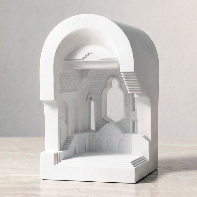 아트 오브제 석고상 건축물 홈데코 인테리어 소품 선반 장식, white