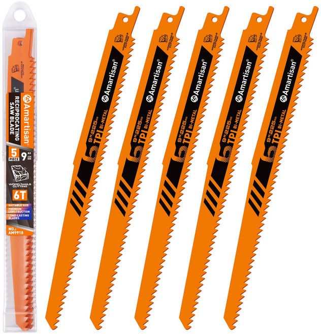 공구PXJ 목재용 컷팅 왕복 톱날 9인치 6TPI 톱날, 5개