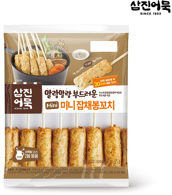 [삼진어묵] 미니 잡채봉꼬치 320g, 1개