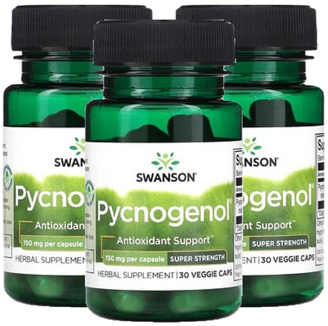 스완슨 피크노제놀 소나무 껍질 Swanson Pycnogenol 150mg 30캡슐 3병, 3개, 30정 - 쿠팡
