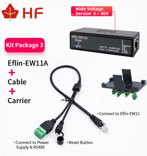 Elfin EW11A 지지대 TCP/IP 텔넷 모드버스 TCP 프로토콜 WiFi 통한 데이터 전송 RS485 장치 서버 모듈 5V 직렬 포트, 1개