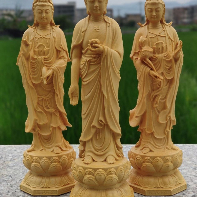 黃楊木 崖柏木雕佛像擺件 阿彌陀佛 觀音 菩薩 工藝品