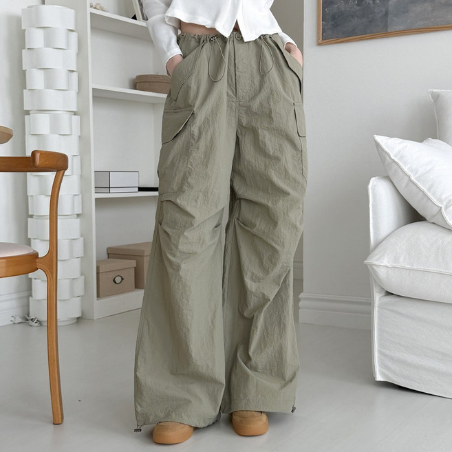 쏘옷 여성용 토프 허리조절 투웨이 카고 나일론 와이드 팬츠
