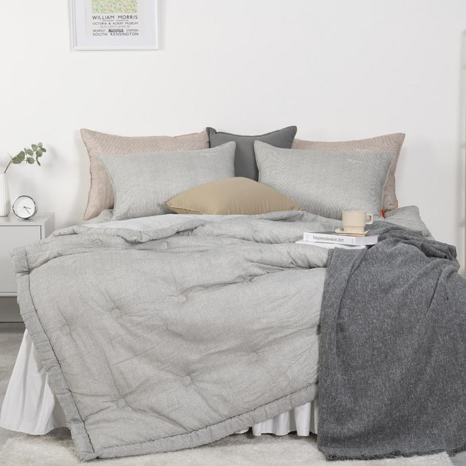 엘레강스파리 양면 모달100% 싱글 차렵이불 사계절 침구 국내산 경추베개솜 포함