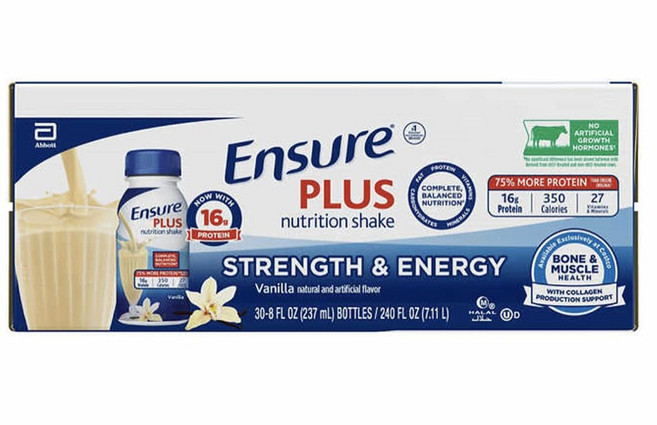 Ensure 엔슈어 플러스 뉴트리션 바닐라 쉐이크 Plus Nutrition Vanilla Shake 237ml 30팩, 1세트