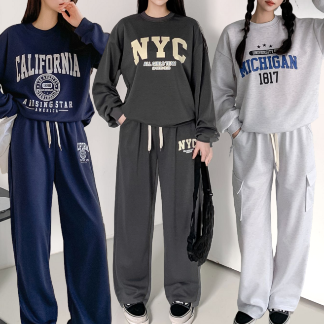 라라로엔픽 여성 루즈핏 트레이닝 상하의 세트