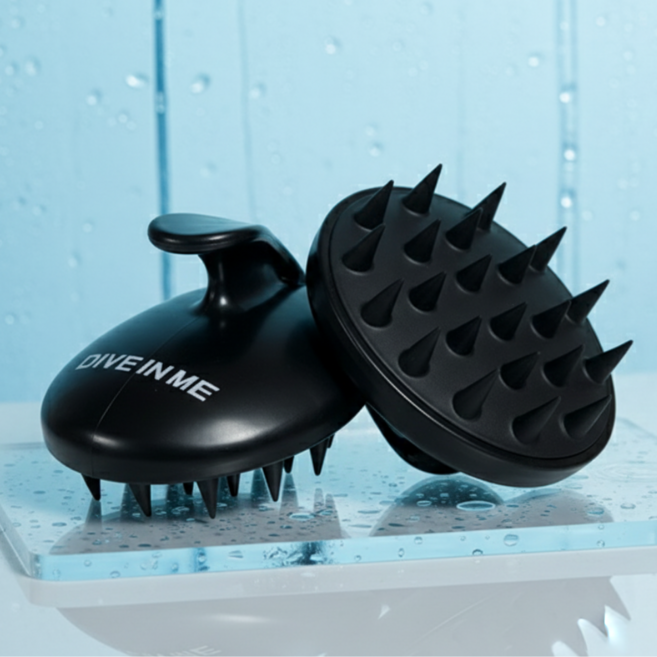 두피 저자극 보들보들 실리콘 샴푸브러쉬, 1개, 블랙