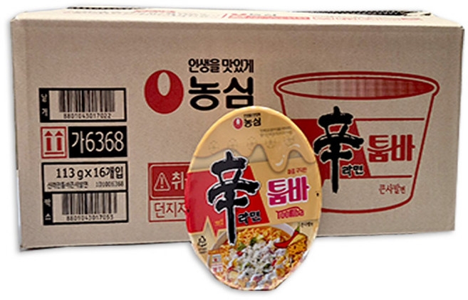 농심 신라면 툼바 큰사발 113g X 16개입 BOX 식품 > 가공/즉석식품 라면 컵라면, 1개