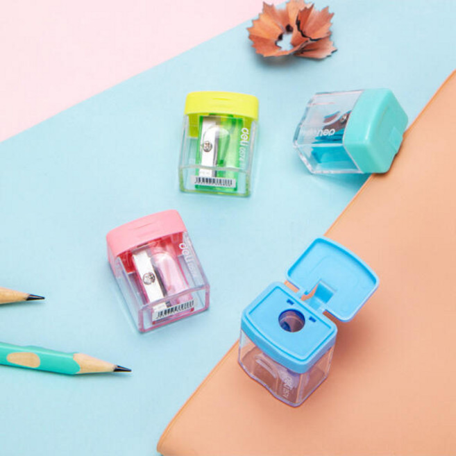 아트박스/호사문구 [델리] 코미코 투명 사각 미니 1홀 연필깎이 (4색 택1), 블루(E0574), 본상품선택