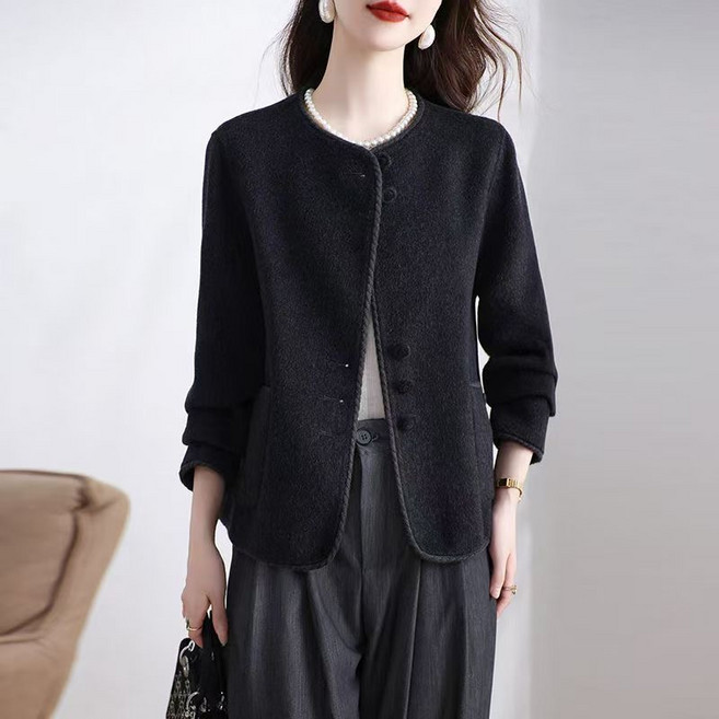 쩐쿠 여성 라운드 러블리 데일리 트위드 자켓 K0269