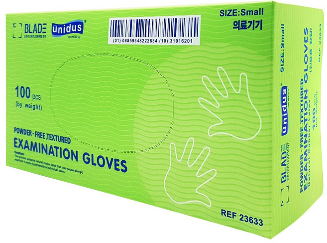 유니더스 고급형 무분말 진료용라텍스장갑 100매, 미색, 소(S), 1개