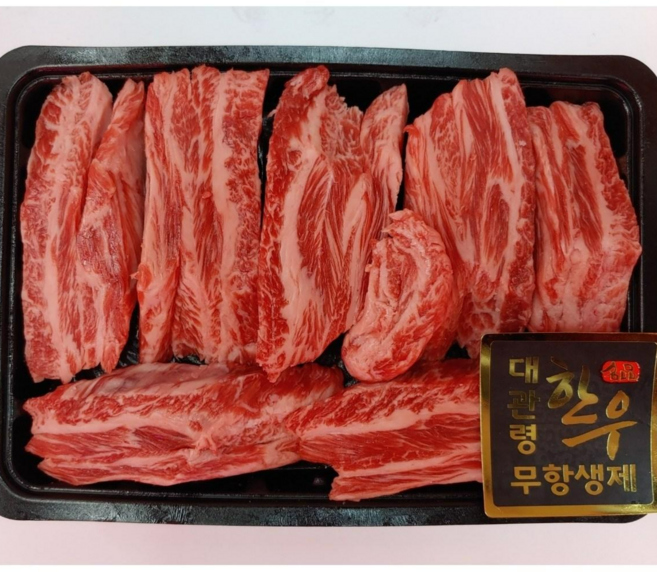 친환경 무항생제 대관령 한우투뿔 1++ no9 건강한 소고기 11가지부위 올레마당, 1개, 갈비살200g