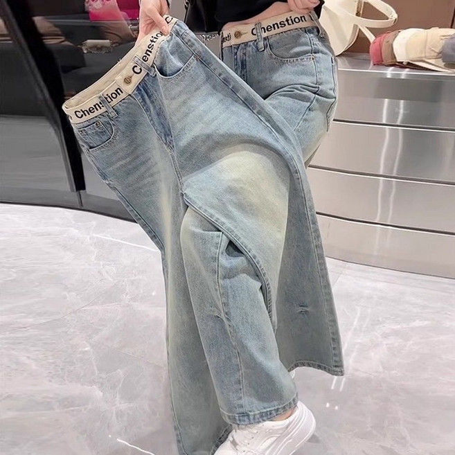 자칠 여성 스트레이트 핏 데일리 데님 팬츠