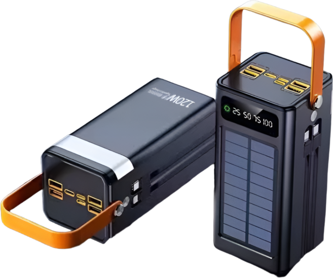 파워노바 스마트 태양광 보조배터리 대용량 야외용 태양열 무선 고속충전 멀티 케이블 일체형, 블랙, 992 50000mAh