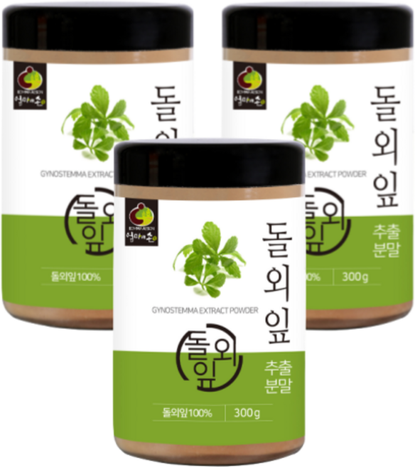순수 프리미엄 100 % 무첨가 돌외잎 추출 분말 차 티 물 우유 재료 먹는 법 방법 돌왜잎 돌외입 가루 도외잎 돌에잎 톨외잎 추출물 파우더 파우다 Gynostemma powder, 300g, 3개