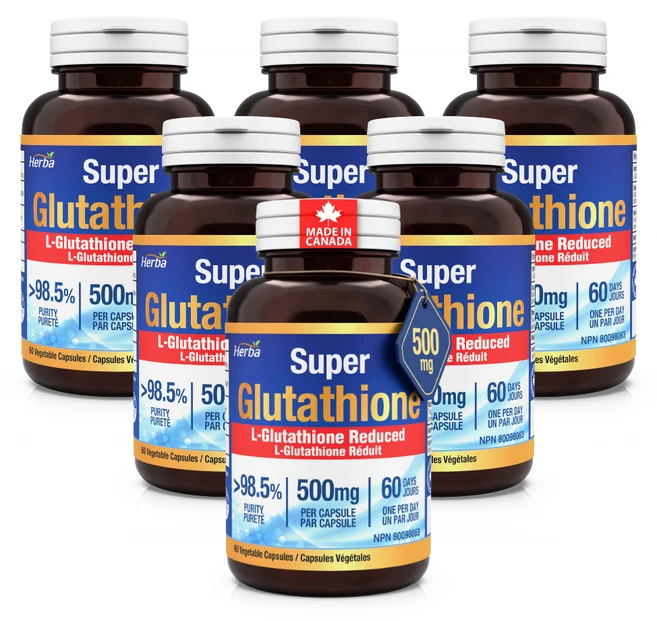 글루타치온 500mg 60캡슐 고함량 슈퍼 L- Glutathione 환원형 허바 캐나다, 60정, 6병 - 쿠팡