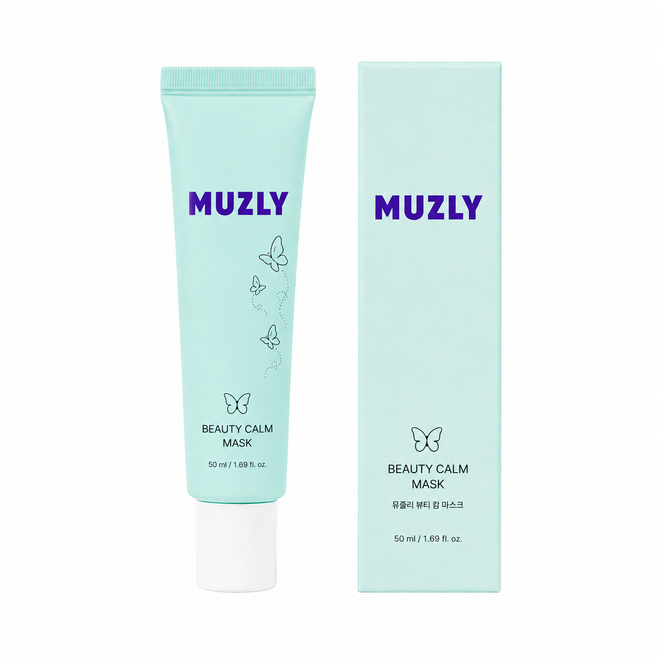 MUZLY 진정 수분 크림 마스크 저자극 피부장벽 케어 민감성 수딩팩 병풀 세라마이드 [증정 실리콘 브러쉬], 1개, 2개입