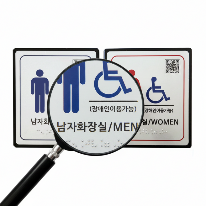 장애인화장실 점자촉지판 안내판 표지판 문패 팻말, 1개, A타입(남자)