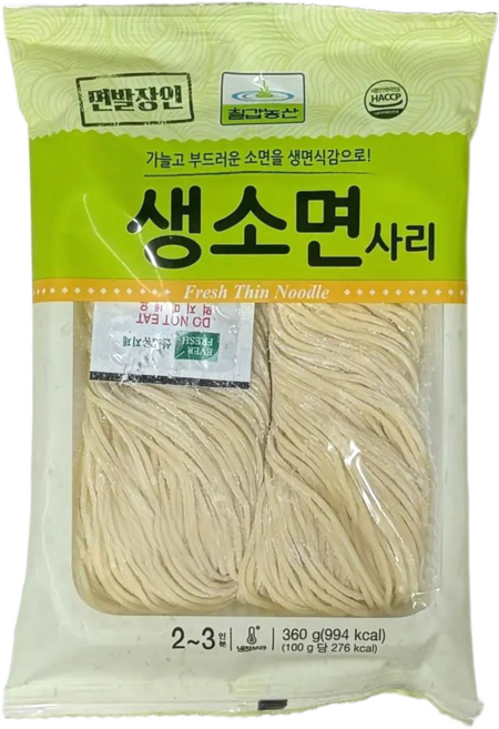 칠갑농산 생소면사리 360g, 4개