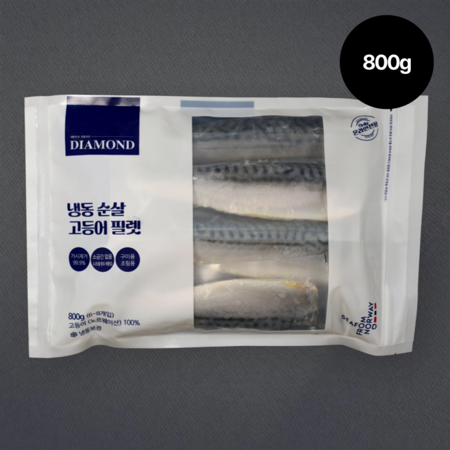 노르웨이 순살 고등어 필렛 손질 냉동 가시제거, 1개, 800g