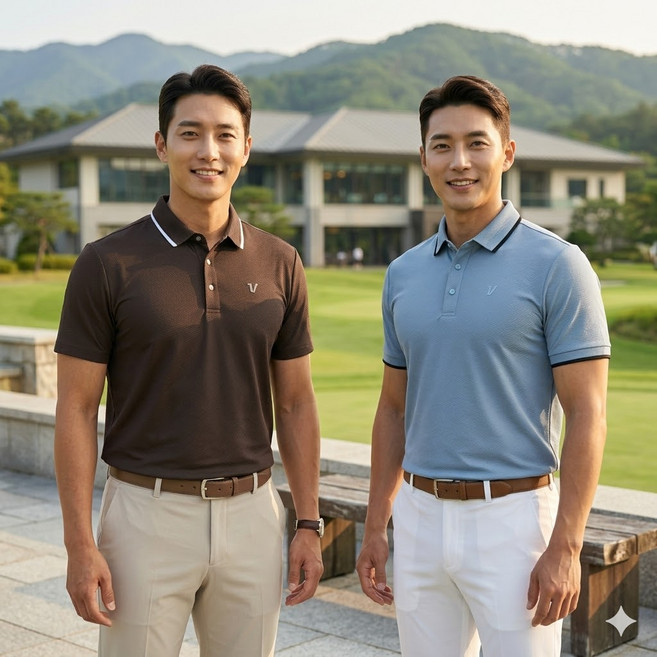 볼빅 남자 여름 골프웨어 데일리룩 냉감 스판 골프 반팔 카라티셔츠