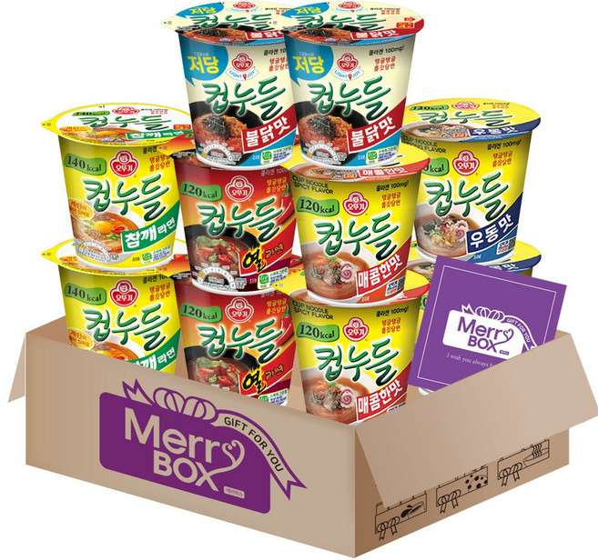 컵누들 10개 세트(매콤한맛2+우동2+불닭맛2+참깨라면맛2+열라면맛2)+메세지카드, 1박스