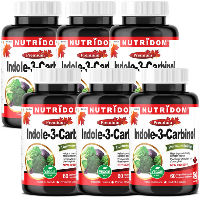 뉴트리돔 인돌 3 카비놀 400mg 60캡슐 I-3-C 여성 호르몬 건강 지원 | 캐나다 직구 영양제 - 카포리아, 60정, 6개