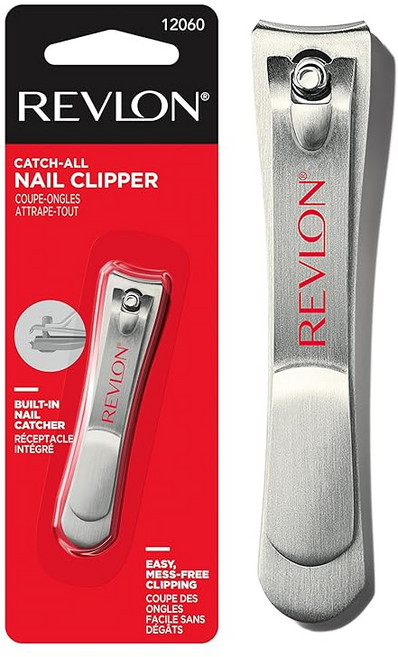 Revlon Catch-All 네일 클리퍼 매니큐어 툴 윤곽이 있는 블레이드 내장 네일 캐처로 때 묻지 않은 그루밍 1개