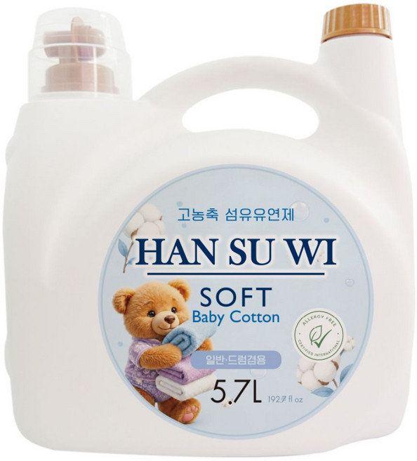 한수위 고농축 섬유유연제 베이비코튼향, 1개, 5.7L