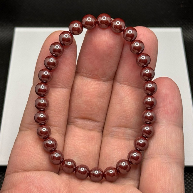 天然硃砂手珠 6mm 辰砂手串, 1個