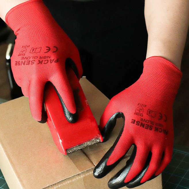 팩센스 스트롱 NBR 코팅장갑 PNG-001 반코팅 다목적 안전 작업장갑 스마트폰 터치, 10개, 레드, M