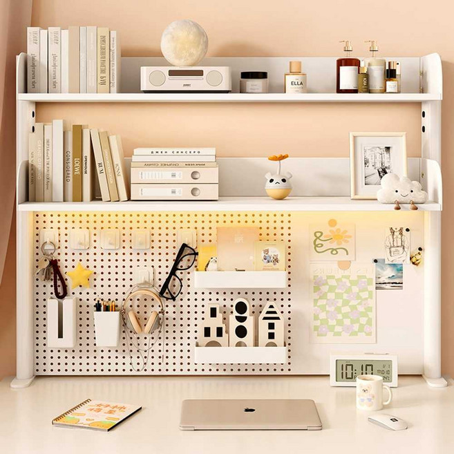 책상위 책꽂이 타공판 정리 선반 책장 학생 데스크, A. 화이트 2단/가로83 높이63