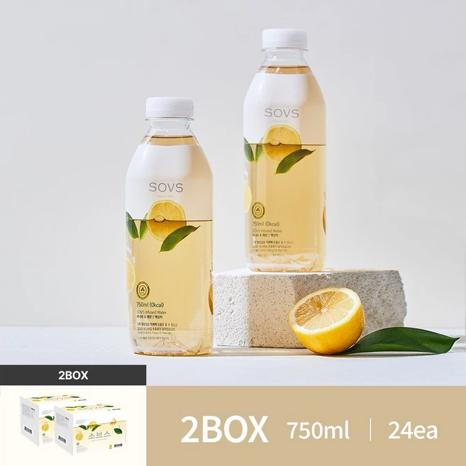 SOVS Infused Water 바나바&레몬 2Box, 24개, 750ml - 쿠팡