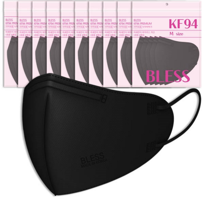 KF94마스크 새부리형 대형 소형 블레스 컬러마스크 50매입, 10개, 중형 KF94 임페리얼블랙, 5개입