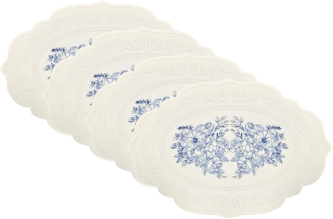 라비바체 화사한 테이블 매트, 1세트, 430mm x 300mm x 2mm, 화이트플라워1p