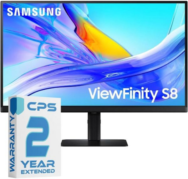 삼성 27인치 ViewFinity S8 (S80UD) 4K UHD LED 컴퓨터 모니터 - LS27D8022년 보증 추가 기능이 있는 UANXGO 번들