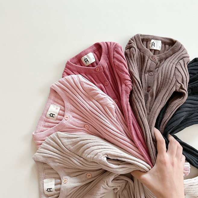 [워니네] 아동 주니어 골지 가디건 키즈 간절기 치즈 니트 가디건 (3호-17호)