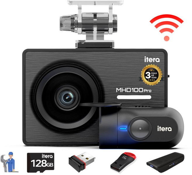 아이테라 FHD/HD 프리미엄 와이파이 차량용 블랙박스 2채널 MHD100, 무료출장장착+WIFI+리더기+쿠폰, 128GB