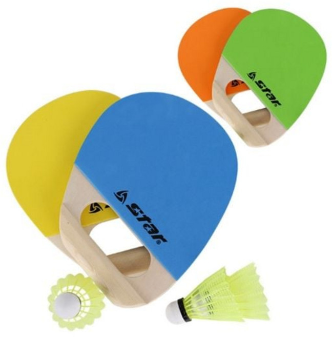 스타 패드민턴 세트 NXR210 배드민턴 라켓 공 튜브 스포츠 운동 경기 용품 야외 활동, 본상품선택, 옐로우+블루, 본상품선택