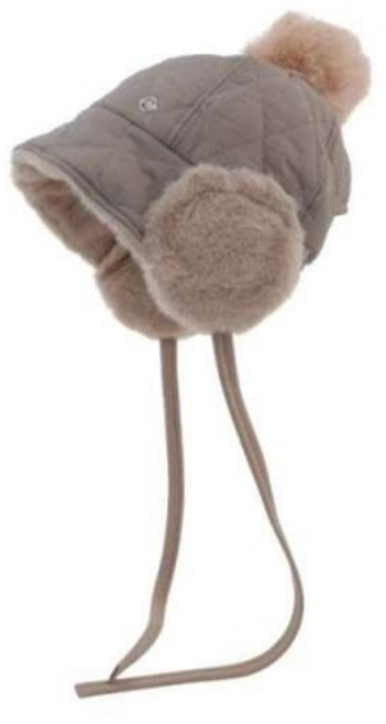애슬릿 패딩 귀달이 모자 여성 퍼 귀마개 방울 방한 보닛햇, 회색