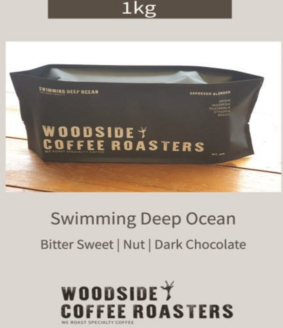 우드사이드 커피 로스터스 - 스위밍딥오션 블렌딩 (원두커피) [원산지:원두커피 100% (인도네시아 과테말라 브라질 에티오피아)], 1개, 1kg, 홀빈(분쇄안함)