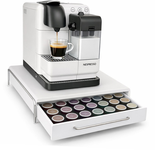 리드라이프 철제 커피캡슐 슬라이딩 서랍 보관함 L 사이즈, 1개, 화이트