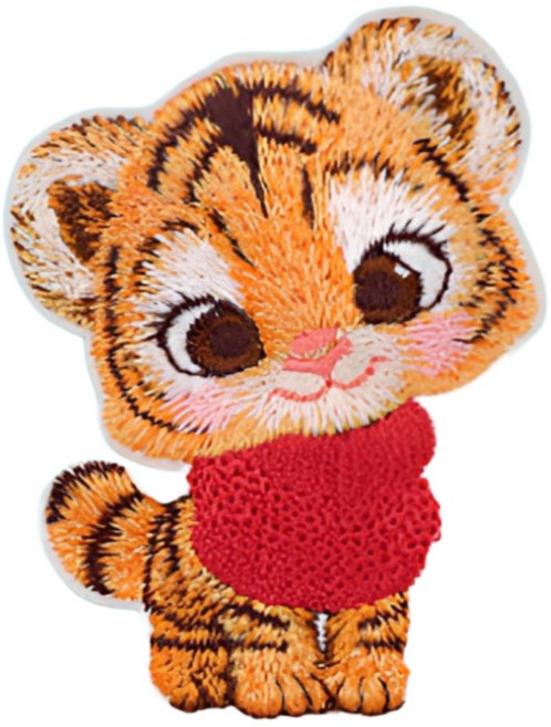 비브랜드 12 띠 접착식 와펜 동물 자수 패치, 3개, 호랑이