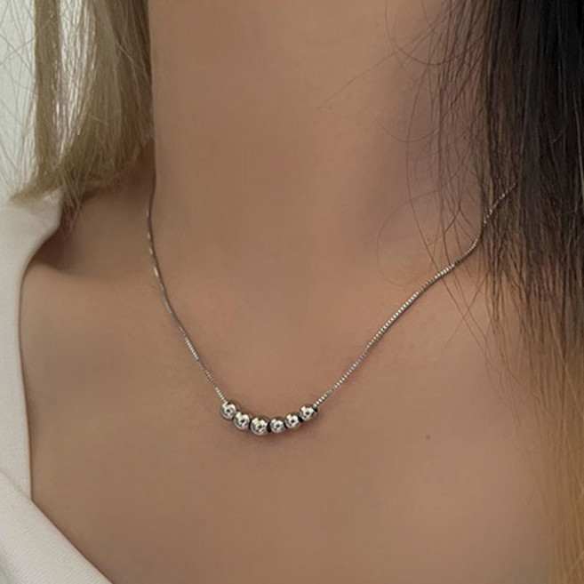 여성 심플 실버 볼 슬림 뱀줄 스네이크 체인 목걸이 A1559