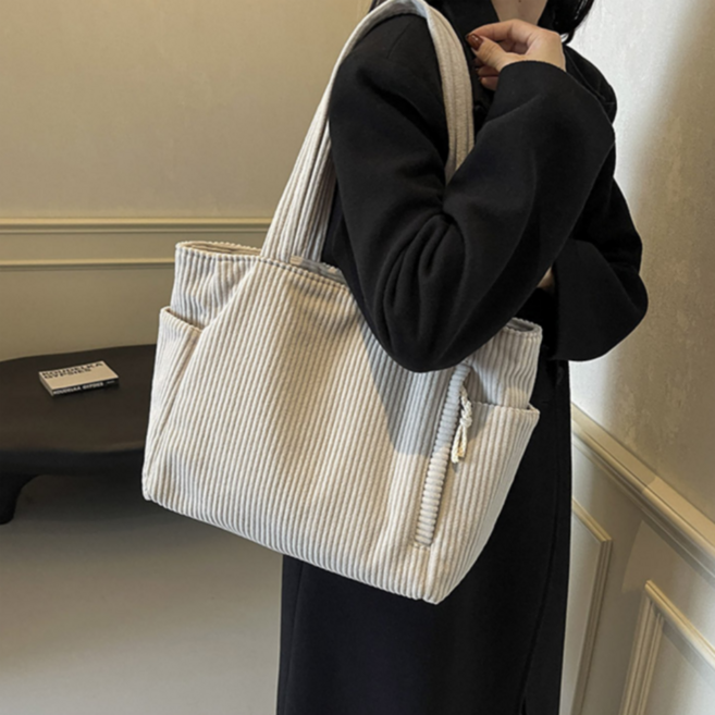 코지웨이브 대용량 데일리 골덴 토트백 숄더백