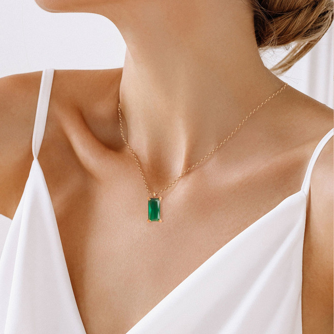 YEYIT 18k 골드 스퀘어 다이아몬드 심플 목걸이