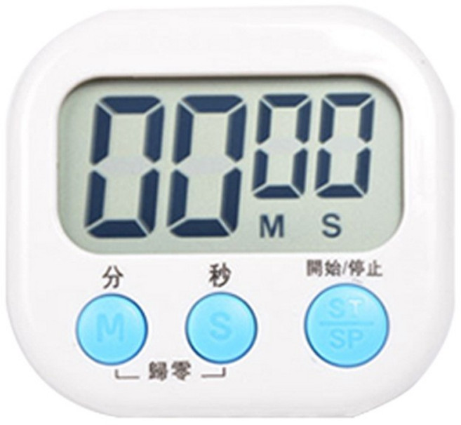 大螢幕電子計時器 磁吸式廚房定時器 倒計時鬧鐘, 白色, 1個