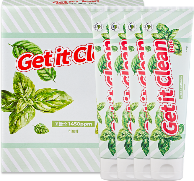 겟잇클린 구취케어 고불소치약 허브향, 8개, 200g